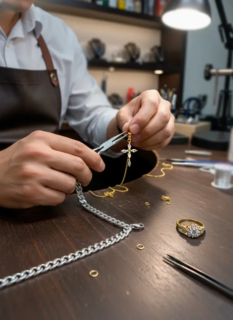 Artesão da Aurum Essentia trabalhando em uma joia